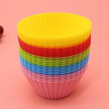 Силиконовая форма для детского питания, круглая, квадратная, устойчивая к высоким температурам, силиконовая форма для выпечки кексов, чашка для кексов Round жёлтый