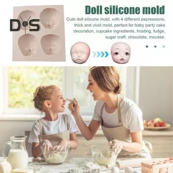 Силиконовая форма для головы куклы для украшения торта, 3D-формы для детского личика, кекса, шоколадной помадки, сахара, многоцелевая пищевая форма розовый