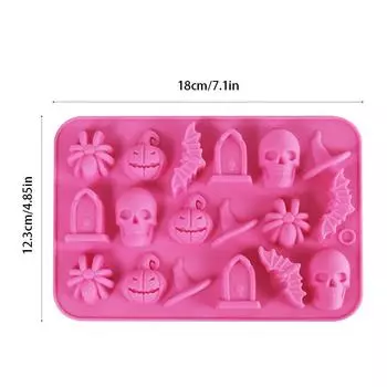 Силиконовая форма для Хэллоуина, страшный череп, шляпа ведьмы, гробница, летучая мышь, тыква, паук, помадка, шоколадная форма, украшение для торта, инструменты для выпечки своими руками розовый