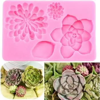 Силиконовая форма для кактуса, сочные листья, формы для помадки, инструменты для украшения торта, топпер для кексов, полимерная глина, конфеты, шоколад, форма для мастики