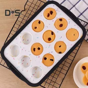 Силиконовая форма для кексов, 24 чашки, мини-форма для кексов с антипригарным покрытием, легкосъемная универсальная форма для выпечки, практичные кухонные формы для выпечки L