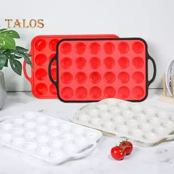 Силиконовая форма для кексов с антипригарным покрытием, 24 противня для кексов, не содержит бисфенол А, противень для кексов, безопасный для использования в духовке, кухонный гаджет с легким извлечением красный