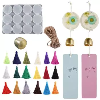 Силиконовая форма для ключей из смолы, 12-гнездная круглая эпоксидная форма для ключей, кулон, ювелирные изделия, форма для литья из смолы, ювелирные изделия своими руками C