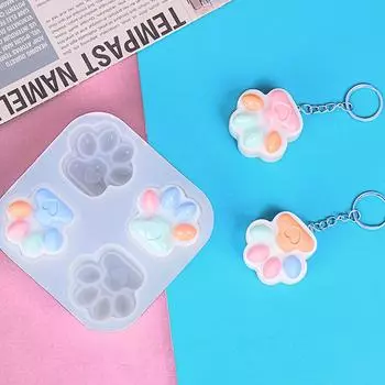 Силиконовая форма для кошачьих лап (4 Полость) Собака Животное Прозрачный для УФ-смолы Декоден Кабошон DIY s Ювелирные изделия