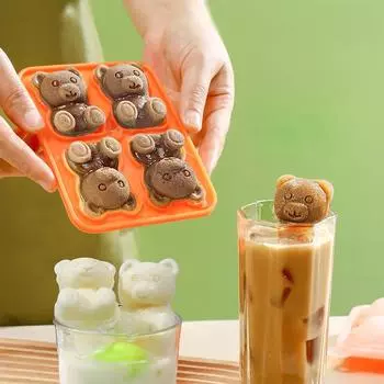Силиконовая форма для кубиков льда в форме маленького медведя, бытовая коробка для мороженого, кофе, молока, чая, виски