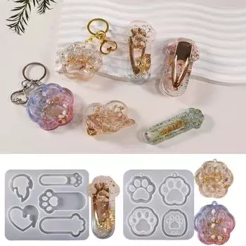 Силиконовая форма для кулона «Кошачьи лапки», жидкий песок, брелок, аксессуары, формы для эпоксидной смолы, ювелирные изделия для любителей рукоделия