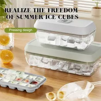 Силиконовая форма для льда с крышкой-лопаткой для прессования, многоразовая, гибкая, для виски, сока, напитков, для кухни, пикников на открытом воздухе, аксессуары
