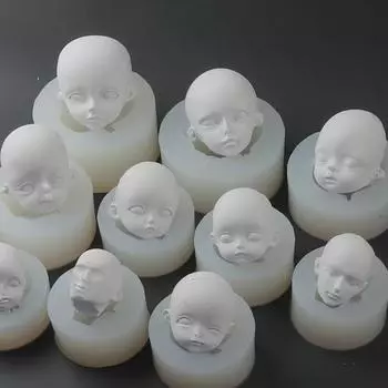 Силиконовая форма для лица куклы для изготовления шоколадных конфет, 3D-форма для головы ребенка, легко снимаемая, чистая форма для сиропа, помадки, шоколадной лепной пасты C розовый