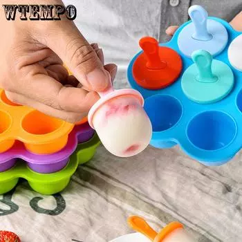 Силиконовая форма для мороженого с 7 отверстиями, форма цветка, форма для домашнего мороженого, коробка, форма для шоколадного торта оранжевый