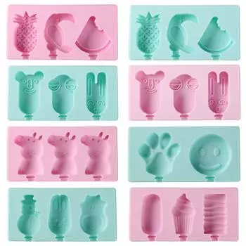 Силиконовая форма для мороженого с крышкой и палочками, форма для мороженого своими руками, артефакт в форме фрукта или животного, высококачественная форма для выпечки, кухонный инструмент