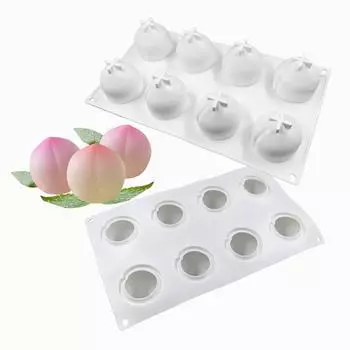 Силиконовая форма для мусса в форме персика с 8 отверстиями для выпечки фруктовых десертов, украшения шоколада, формы для выпечки