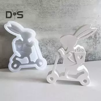 Силиконовая форма для пасхального кролика для самостоятельного изготовления свечей, литье из смолы, легко снимаемая форма для полимерной глины, гибкая форма для свечей в виде кролика H