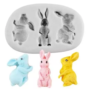 Силиконовая форма для пасхального кролика, кекс, топпер, формы для помадки, инструменты для украшения торта «сделай сам», форма для конфет, глины, формы для шоколадной мастики