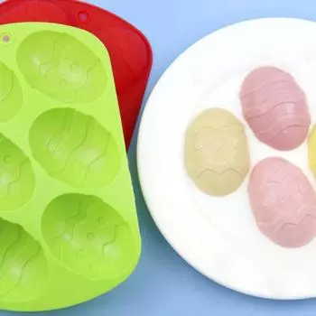 Силиконовая форма для пасхального яйца, 6 полостей, антипригарное пищевое качество, легко снимается, украшение торта «сделай сам», помадка, шоколадные конфеты, желе, форма для выпечки льда зелёный