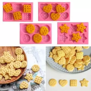 силиконовая форма для печенья, круглая, квадратная, в форме звезды, в форме сердца, в форме сердца, пищевая, легко снимается, помадка, торт, шоколадное печенье, конфеты, кубики льда, выпечка розовый