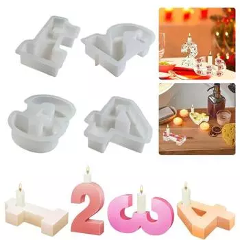 Силиконовая форма для подсвечника, гладкая антипригарная многоразовая легкосъемная форма для изготовления мыла и свечей с номером, декоративная форма 1