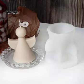 Силиконовая форма для подсвечника «сделай сам», кубический дизайн ангела, антипригарное покрытие без запаха, легко снимается, можно мыть в посудомоечной машине, полимерная форма белый