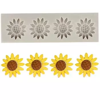 Силиконовая форма для помадки подсолнечника, инструменты для украшения торта, топпер для кексов, шоколадные конфеты, жевательная паста, формы для полимерной глины