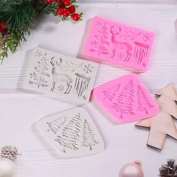 Силиконовая форма для помадки в форме рождественской елки, кухонные инструменты для выпечки тортов своими руками, форма для кексов, шоколада, полимерная глина, гипсовое украшение A2