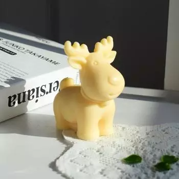 Силиконовая форма для рождественской ароматизированной свечи своими руками - 3D милый дизайн оленя и колокольчика, идеально подходит для гипсовых украшений и домашнего декора 2 Round Bell