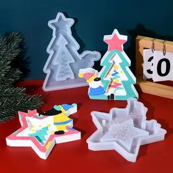 Силиконовая форма для рождественской свечи 3D Снеговики Санта-Клаус Деревья Формы DIY Свеча Ароматерапия Мыло Смолы Поделки Многоразовые Моющиеся Формы