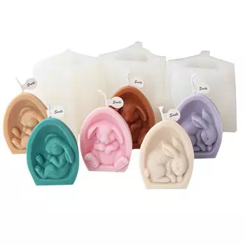 Силиконовая форма для ручной работы из воска кролика, мультяшного кролика, спящего/подвешивающегося/петлевого, свечей, форм для мыла в виде кролика своими руками A
