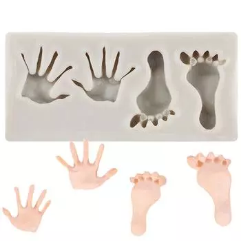 Силиконовая форма для рук и ног ребенка, форма для шоколадной мастики, детские формы для конфет на день рождения, смоляные формы, инструменты для украшения торта из помадки