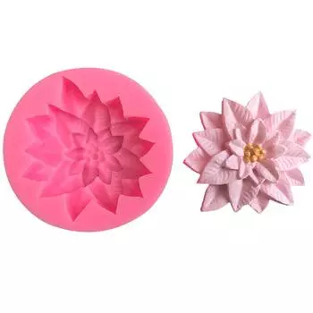 Силиконовая форма для сахарного ремесла «Рождественский цветок» Пуансеттия Инструменты из смолы Форма для выпечки кексов Инструменты для помадки One Size розовый
