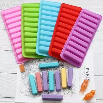 Силиконовая форма для шоколада, 10 даже длинных полосок, форма для формочки для льда, печенье на пальцах разноцветный