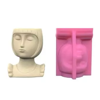 Силиконовая форма для суккулентных растений с короткими волосами, форма для цветочных горшков для девочек, практичная форма для бетона и гипса для цветочного горшка