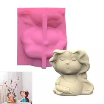 Силиконовая форма для суккулентов, милая девушка, форма для цветочных горшков, практичная форма для бетона и гипса для цветочного горшка