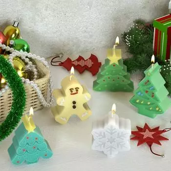 Силиконовая форма для свечей для DIY ароматерапевтического воска, рождественская форма из смолы для изготовления мыла, форма в форме снежинки, лося, полимерная глина, принадлежности для изготовления свечей D