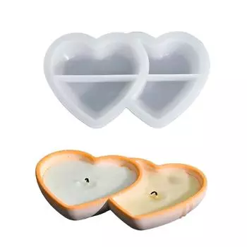 Силиконовая форма для свечей, форма для чашки для свечи, подсвечник, гипсовые формы, форма для контейнера для ароматерапии в виде двойного сердца
