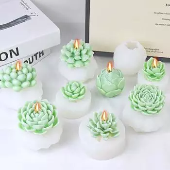 Силиконовая форма для свечей серии Succulent, сделай сам, цветок, гипс, инструменты ручной работы, украшение для дома, свадьбы, подарки A