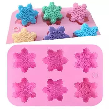 Силиконовая форма для свечей в форме рождественской снежинки, сделай сам, еда, мыло ручной работы, шоколад, украшение для торта, форма для выпечки, кухонный инструмент CHINA