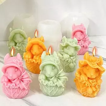 Силиконовая форма для свечей в виде цветка и овоща, кролика, банта, кролика, мыла, смолы, гипсовой формы для свечей в виде животных, набор для изготовления свечей, домашний декор, пасхальные подарки