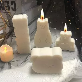 Силиконовая форма для свечей в виде мультяшного медведя, форма для мыла, сделай сам, колоннообразная голова медведя, геометрическое изготовление свечей, поделки, домашний декор своими руками