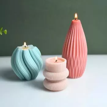 Силиконовая форма для свечей в виде полосатой римской колонны - геометрический цилиндрический орнамент своими руками