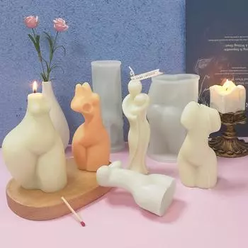 Силиконовая форма для свечи в форме половины тела женщины, простая абстрактная форма для человеческого тела, орнамент из смолы, силиконовая форма, гипсовая форма для мыла A
