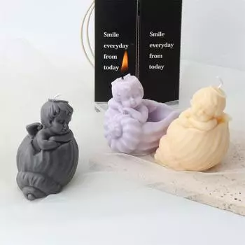 Силиконовая форма для свечи в виде ракушки-херувима, форма для смолы «Ангел-ракушка», «сделай сам», ручная работа, домашний декор, свеча, мыловарение