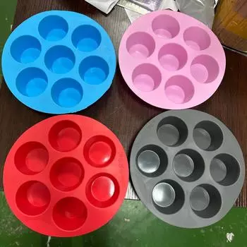 Силиконовая форма для торта с 7 отверстиями, домашняя праздничная выпечка, принадлежности для самостоятельной выпечки, цилиндрическая форма для аэрофритюрницы, инструменты для выпечки, форма для торта, противень для торта синий