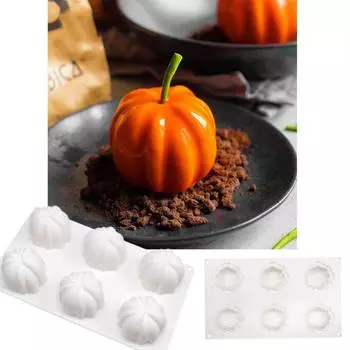Силиконовая форма для тыквы на Хэллоуин 6 с формой для мусса из бутонов, форма для торта из ароматного камня белый