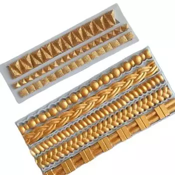 Силиконовая форма для витой веревки с жемчужным узором и морской волной, шоколадная помадка, украшение для торта, кружевная форма из смолы, кухонный аксессуар для выпечки