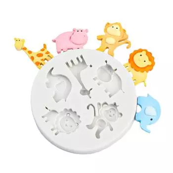 Силиконовая форма для выпечки конфет и шоколада Лев Бегемот Жираф Обезьяна Слон Помадка Форма для торта Кухонный инструмент серый