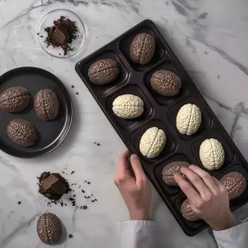 Силиконовая форма для выпечки мозгов с антипригарным покрытием для выпечки на Хэллоуин для тортов, шоколада, кексов, легко моющиеся силиконовые формочки для печенья чёрный