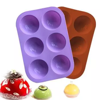 Силиконовая форма для выпечки с 6 отверстиями, 3D формы для выпечки, шоколадная полушаровая сферическая форма, кекс, торт, сделай сам, маффин, кухонный инструмент фиолетовый