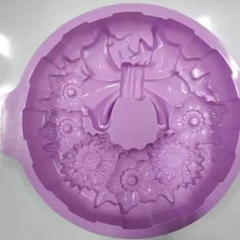 Силиконовая форма для выпечки торта в форме большого цветка с одним бантом, форма для выпечки с Днем Рождения, Рождеством фиолетовый