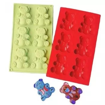 Силиконовая форма для выпечки в виде медведя в виде животного, торта, конфет, желе, шоколада, набор для приготовления мыла, кролика, свечей, поднос для льда, подарки красный