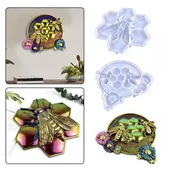 Силиконовая форма, долговечная, многофункциональная, высокая прочность, сотовая, пчелиная, цветочная, смола, форма для литья для дома B синий