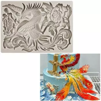 Силиконовая форма Феникс, форма для украшения торта из помадки, винтажная ретро-кекс, инструменты для украшения свадьбы, дня рождения, вечеринки, формы для шоколадных конфет белый